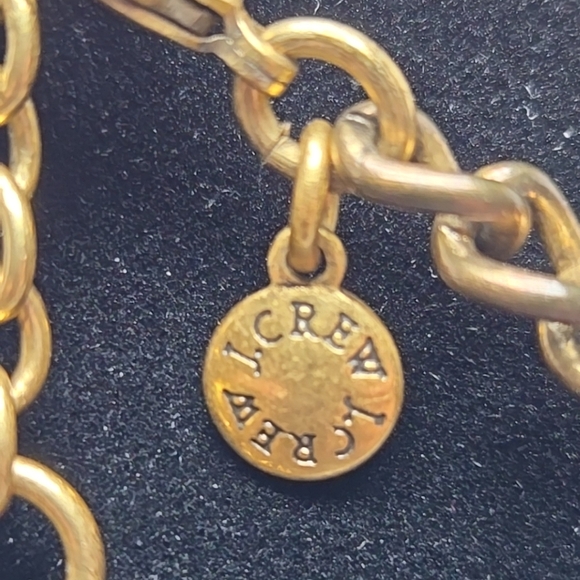 J CREW Faceted Crystals Gold Tone Statement Bib Chain Necklace Navy Adjustable - Picture 8 of 8